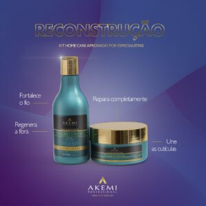 Kit Reconstrução Capilar Max Recovery Akemi Shampoo 300ml + Máscara Reconstrutora 300g Home Care