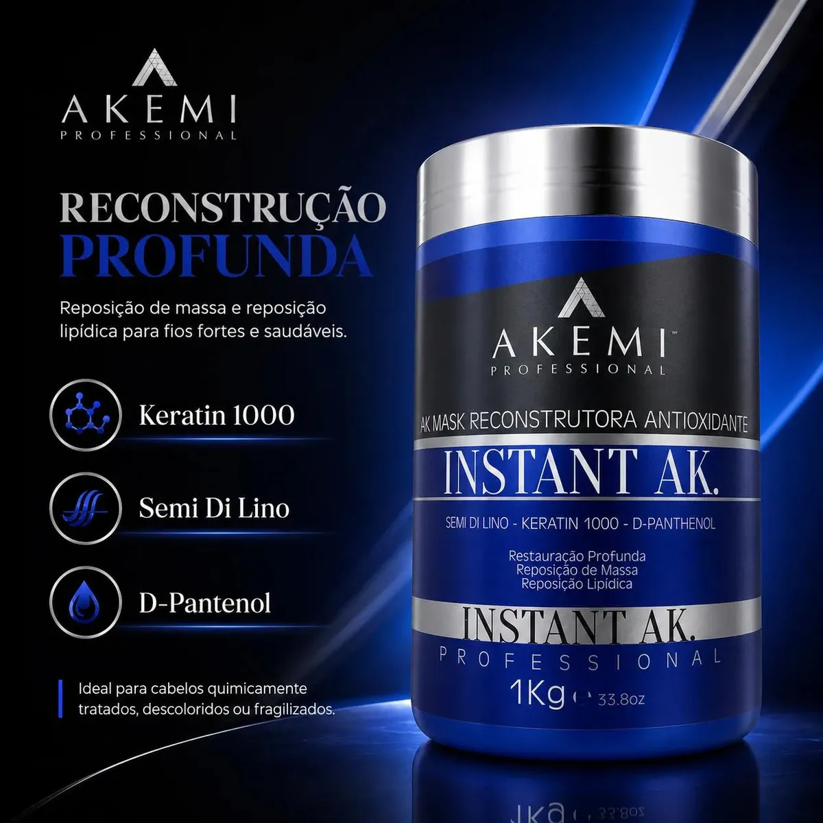 Kit Cronograma Capilar Profissional Akemi 4 Máscaras de 1kg - Imagem 4