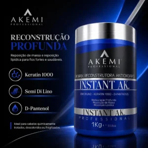 Máscara Reconstrutora e Reparadora Instant Ak Akemi Professional 1kg