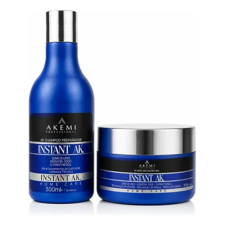 Kit Reconstrução Capilar Instant Ak Akemi Shampoo 300ml + Máscara Reparadora 300g Home Care