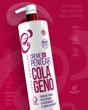 Creme de Pentear Colágeno Cacheadu's - Super definição