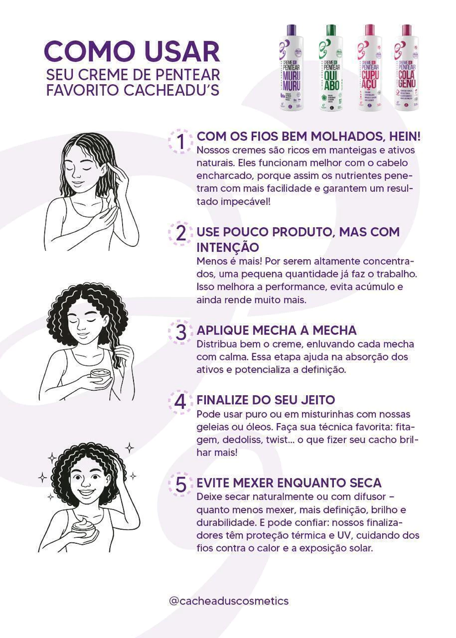 Creme de Pentear Cupuaçu Cacheadu's - Volume equilibrado e brilho - Imagem 7