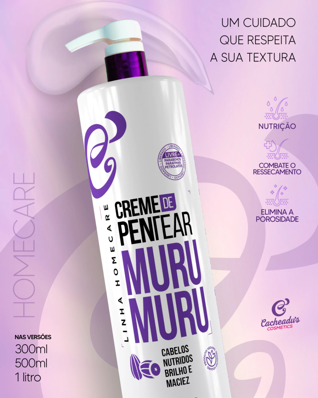 Creme de Pentear Murumuru Cacheadu's - Máxima Nutrição