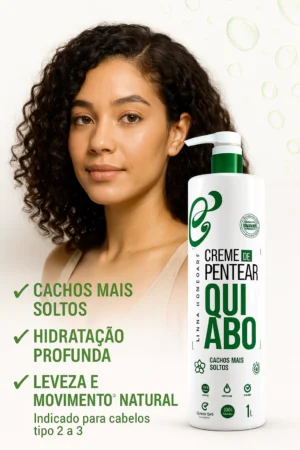 Creme de Pentear Quiabo Cacheadu's - Cachos Soltos e Brilho
