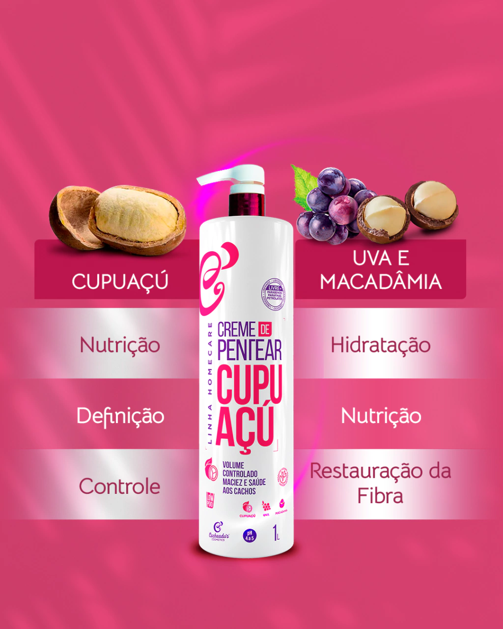 Creme de Pentear Cupuaçu Cacheadu's - Volume equilibrado e brilho - Imagem 3