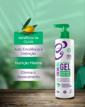 Finalizador 2 em 1: Creme + Gel de Oliva - Brilho intenso e super definição (500g)