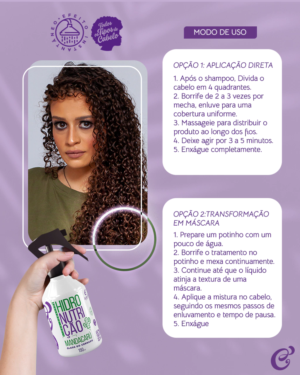Hidronutrição de chuveiro Mandacarú 150ml - Controle de Frizz e resultado imediato - Imagem 4